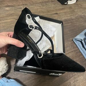 Elegant Black Velvet Women's Shoes